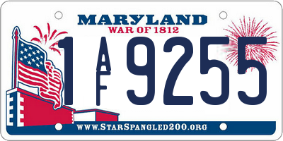 MD license plate 1AF9255