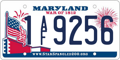 MD license plate 1AF9256