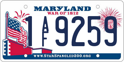 MD license plate 1AF9259