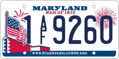 MD license plate 1AF9260