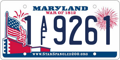 MD license plate 1AF9261