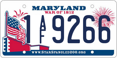 MD license plate 1AF9266