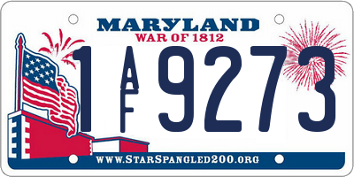 MD license plate 1AF9273