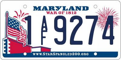 MD license plate 1AF9274