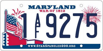 MD license plate 1AF9275