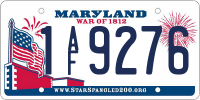 MD license plate 1AF9276
