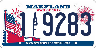 MD license plate 1AF9283