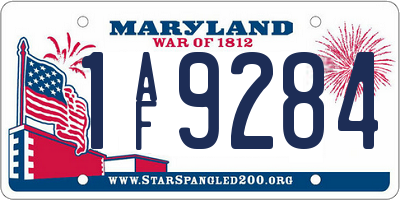 MD license plate 1AF9284