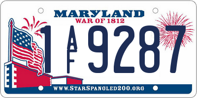 MD license plate 1AF9287