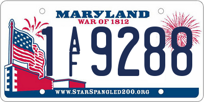 MD license plate 1AF9288