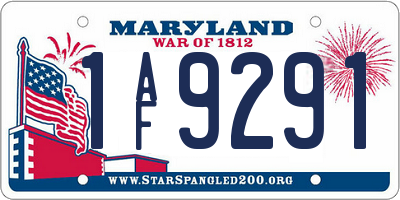 MD license plate 1AF9291