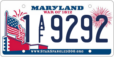 MD license plate 1AF9292
