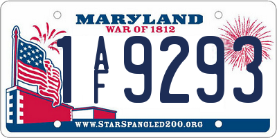 MD license plate 1AF9293