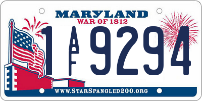 MD license plate 1AF9294