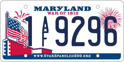 MD license plate 1AF9296