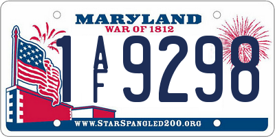 MD license plate 1AF9298