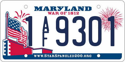MD license plate 1AF9301