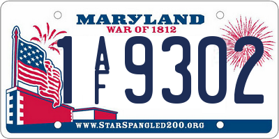 MD license plate 1AF9302