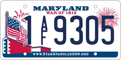 MD license plate 1AF9305