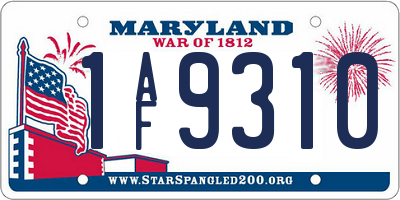 MD license plate 1AF9310