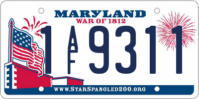 MD license plate 1AF9311