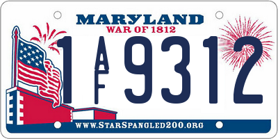 MD license plate 1AF9312