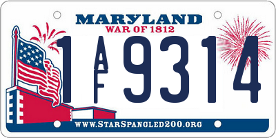 MD license plate 1AF9314