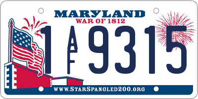 MD license plate 1AF9315