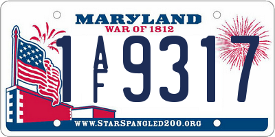 MD license plate 1AF9317