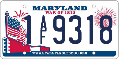 MD license plate 1AF9318