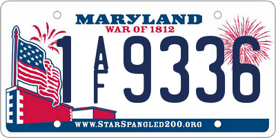 MD license plate 1AF9336