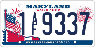 MD license plate 1AF9337