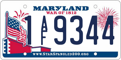 MD license plate 1AF9344
