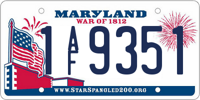 MD license plate 1AF9351