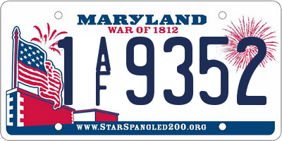 MD license plate 1AF9352