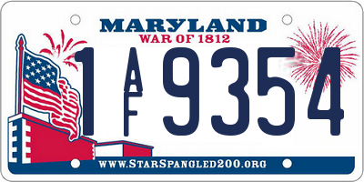 MD license plate 1AF9354
