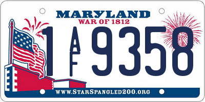 MD license plate 1AF9358