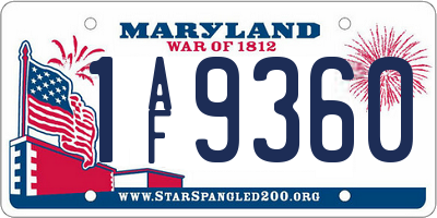 MD license plate 1AF9360