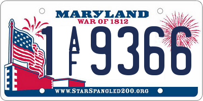 MD license plate 1AF9366