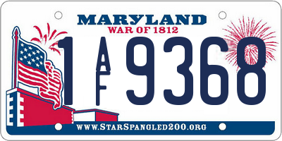 MD license plate 1AF9368