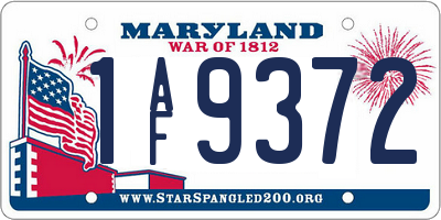 MD license plate 1AF9372