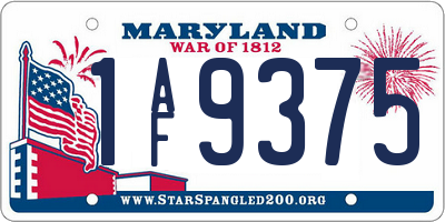 MD license plate 1AF9375