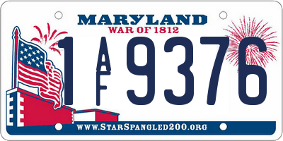 MD license plate 1AF9376