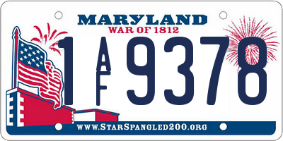 MD license plate 1AF9378