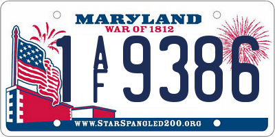 MD license plate 1AF9386
