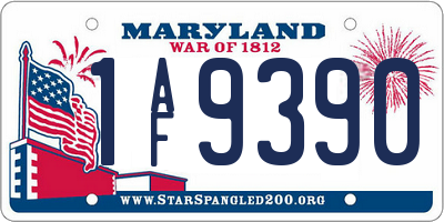 MD license plate 1AF9390
