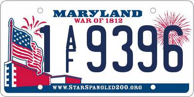 MD license plate 1AF9396