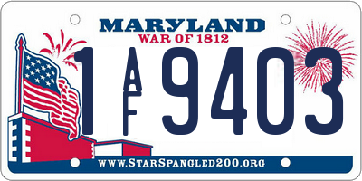 MD license plate 1AF9403