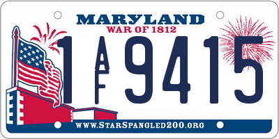MD license plate 1AF9415