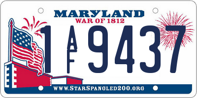 MD license plate 1AF9437